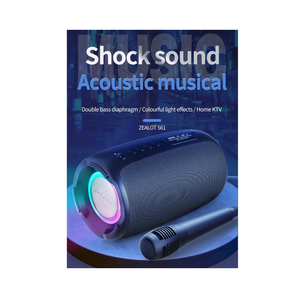 اسپیکر بلوتوثی قابل حمل zealot مدل S61M