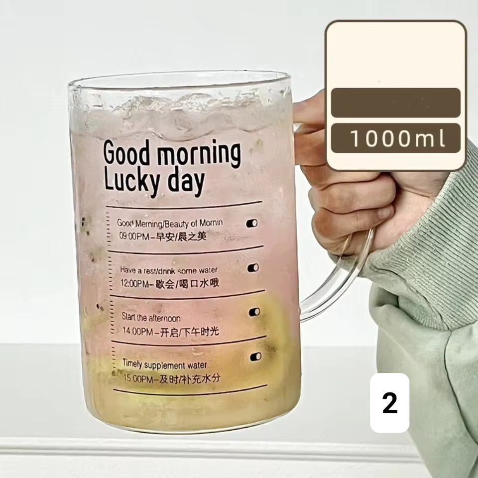 لیوان شیشه‌ای دسته‌دار INS ظرفیت 1000 میلی‌لیتر