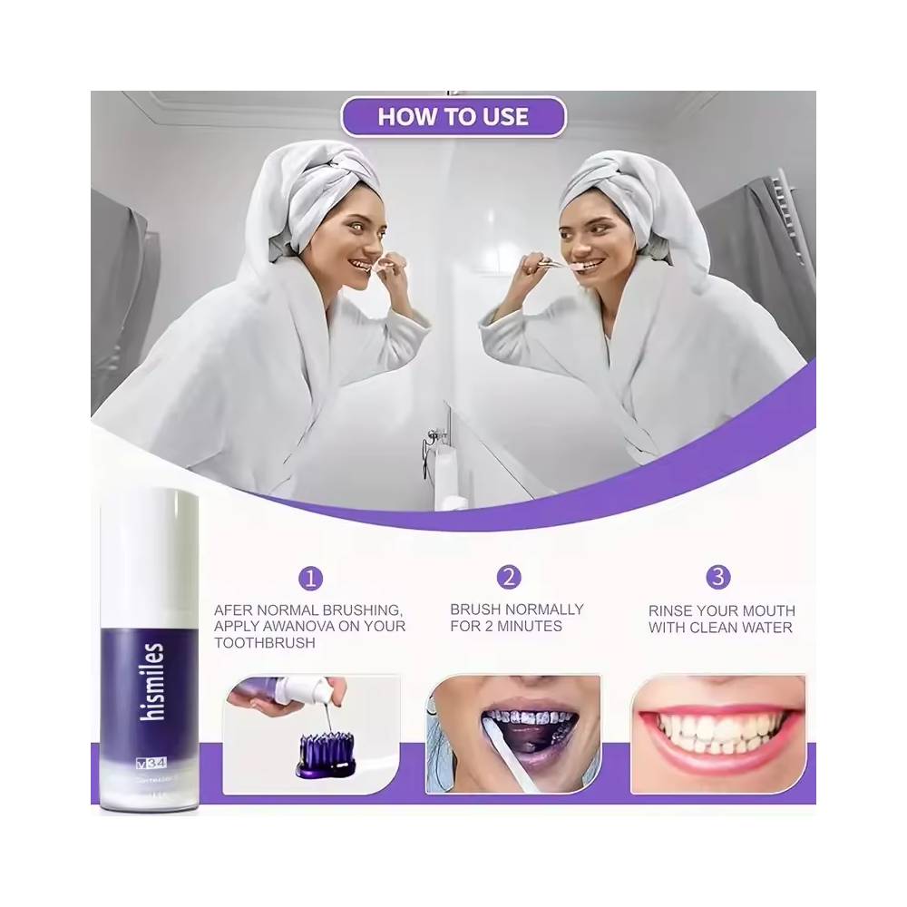 سرم اصلاح رنگ و سفیدکننده دندان Hismile V34 حجم 30 میلی لیتر اورجینال